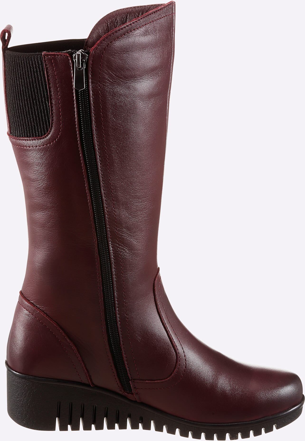 Stiefel GEMINI, Damen, Gr. 39, rot (burgund), Glattleder, Basic, Schuhe Stiefel burgund 39