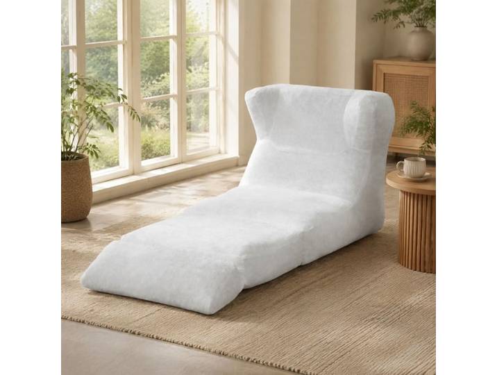 ROVRYN Méridienne convertible 210 cm blanc en mousse tissu design moderne
