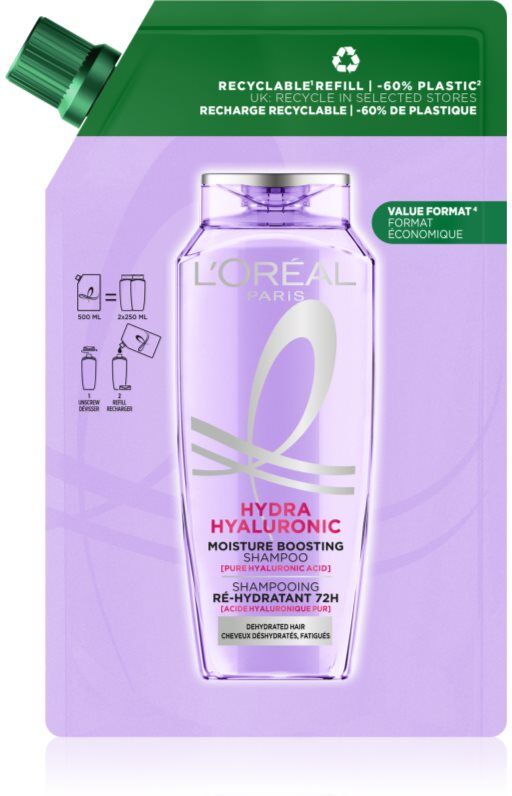 L’Oréal Paris Elseve Hyaluron Plump shampoing hydratant à l'acide hyaluronique Refill 500 ml