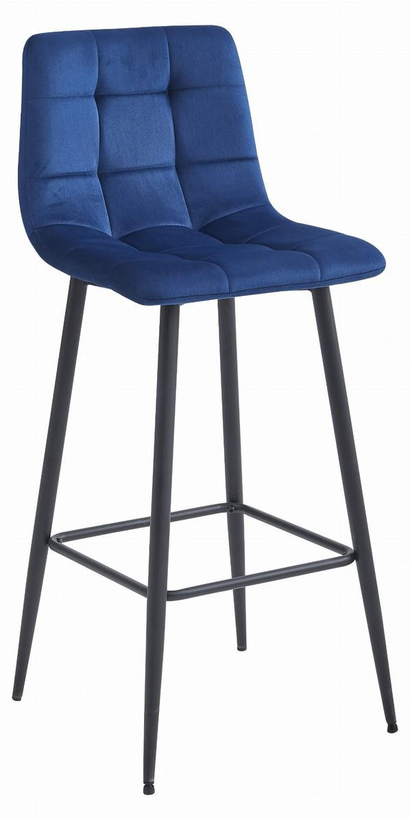Kendra Home Barstoel Arceto Blauw Fluweel en Staal