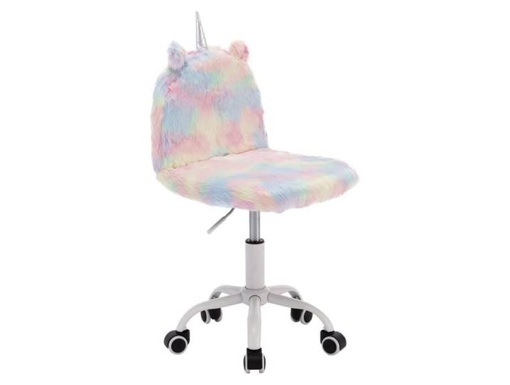 Wahson Chaise de Bureau pour Enfant Chaise pour Fille avec roulettes Chaise de Bureau Licorne Pivotante pour Chambre Multicolore