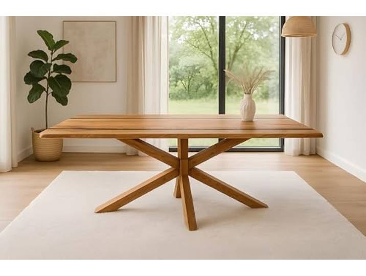 SAM Esstisch Pedro Epoxy 200x100 cm Akazie natur Baumkante Spider Holz Baumkantentisch massiv, Akazienholz naturfarben, Resin/Epoxidharz-River in Schwarz