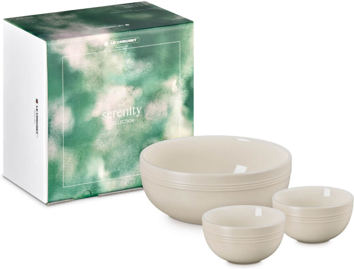 Le Creuset Serenity Collection Set of 3 Stoneware Serving & Rice Bowls - Brioche