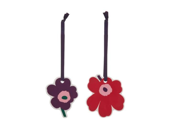 Marimekko Décoration suspendue Unikko Cranberry-rose-prune, lot de 2