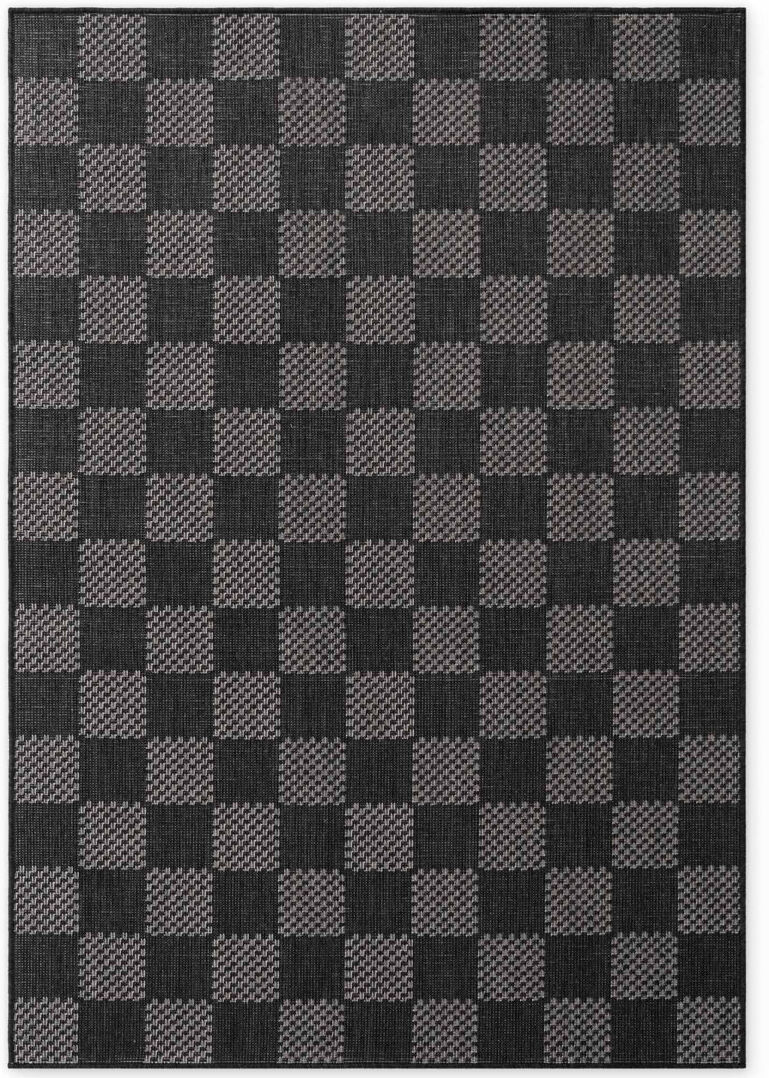 Latitude Vive Derriyah Rectangle 120 cm x 170 cm Chequered Indoor / Outdoor Area Rug Black 120cm W X 170cm L