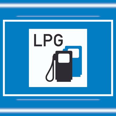 HB-Druck Tankstelle mit Autogas Symbol Schild A4 (210x297mm)