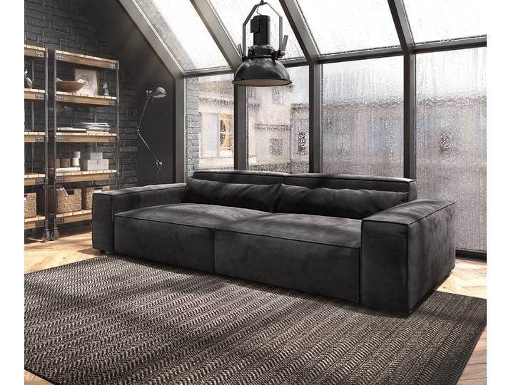 Big-Sofa Sirpio XL 270x130 cm Mikrofaser Schwarz, Big Sofas