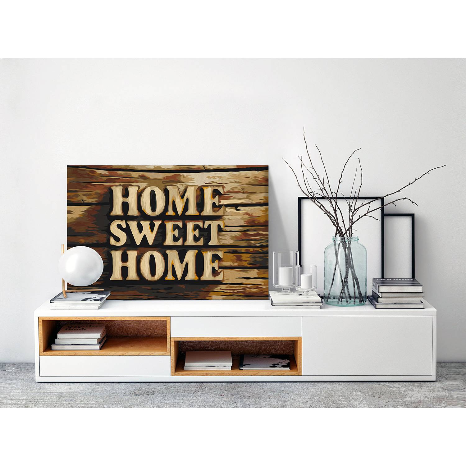 home24 Schilderen op Nummer - Home Sweet Home canvas, bruin, 40 x 50 cm