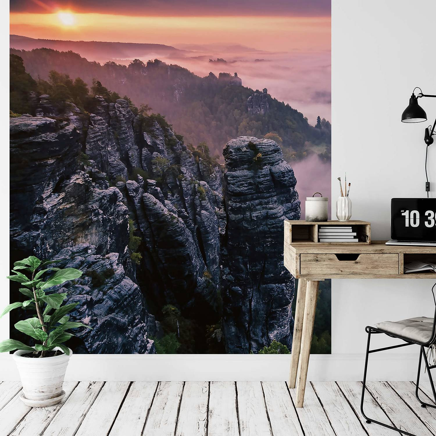 home24 Fotobehang Sunrise On The Rocks Multicolour Abstract Mural
