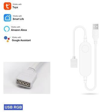 Modern Harvest Tools & Trends Tuya Smart Life WiFi RGB LED Light Strip Controller, 5V 24V, 3Pin 4Pin, Wireless Remote, Works With Alexa, Google Home usb5v 4pin