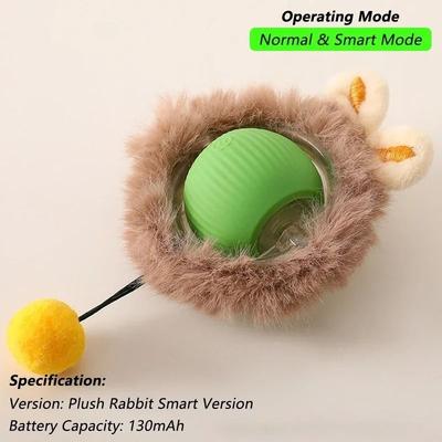 Uplifted Finds Smart Interactive Rolling Pet Ball With Tail green Plush Ball