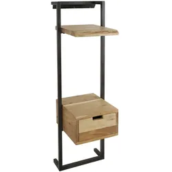 Nachttisch Natredja aus Akazienholz, modern im Industrial-Stil, natur, 1 Schublade und Fach