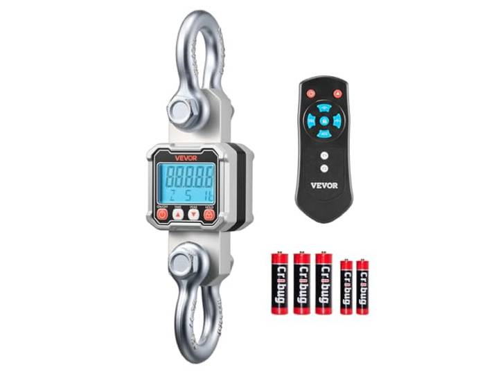 VEVOR Balance à Grue Numérique 3000 kg Balance Suspendue Industrielle Précision 500 g Peson Électronique pour Entrepôts Exploitations Agricoles\, Écran LCD\, 3 Unités\, Boîtier Alu Moulé\, Télécommande
