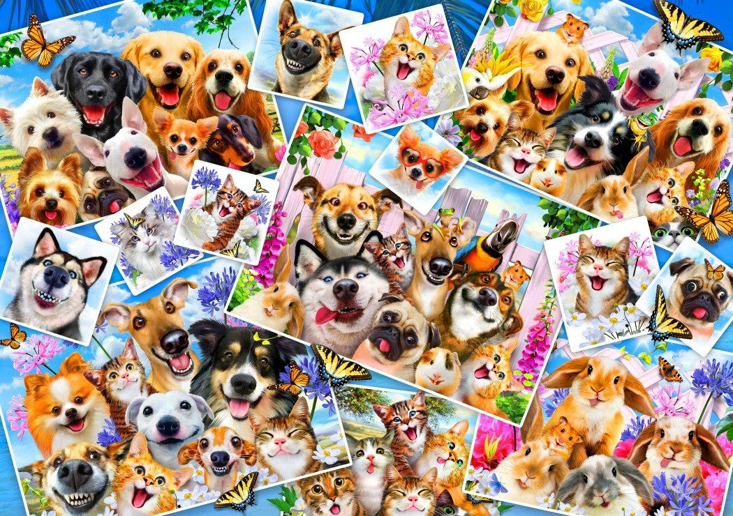 Bluebird Puzzel met dieren foto-collage en selfie-element - 1000 stukjes