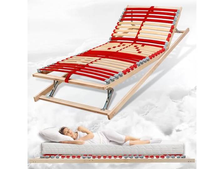 Coemo Lattenrost Ruby KF, 7-Zonen, Kopf-Fußteil verstellbar, 100x200 cm Rahmen aus Buche, Kopfteil & Härtegrad verstellbar, ergonomisch für Jugendbett, alle Matratzenarten