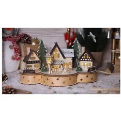 Tracon, Weihnachtsbeleuchtung, LED-Weihnachtsdorf aus Holz