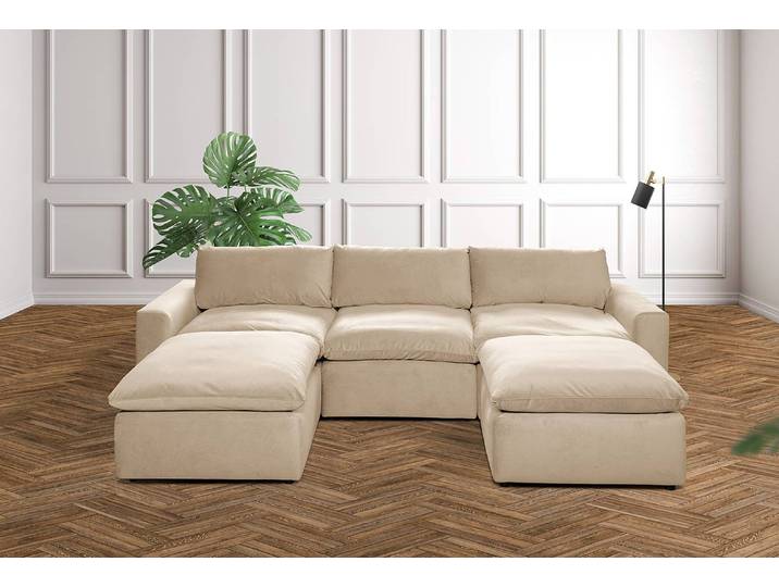 Polsterhocker Nizza 84 x 84cm Beige/Beige