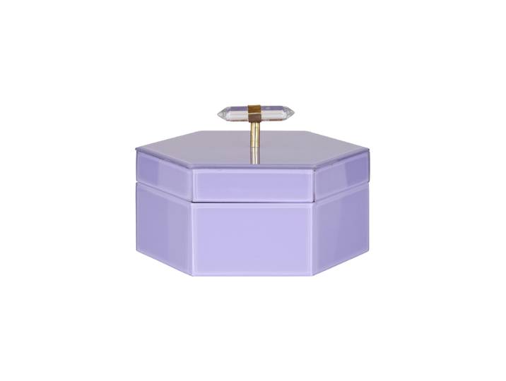 Design Schmuckkasten „Jutta“ aus Glas Violett Large, 24 x 20.5 cm Richmond Interiors