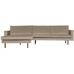 Ecksofa Rodeo Chaiselongue aus Samt, modern und komfortabel, links, Kaki – stilvolles Design für Dein Wohnzimmer