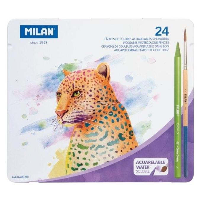 Teka Holzlose Aquarellstifte 24 Farben + MILAN-Pinsel (24x) (47993184)