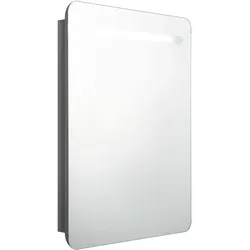vidaXL LED-Bad-Spiegelschrank Glänzendes Grau 60x11x80 cm