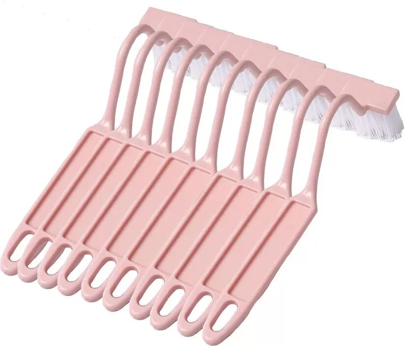 INF 10er-Set Haushaltsreinigungsbürsten – V-förmig, langer Griff, weiche Borsten, Eckenreinigung Rosa