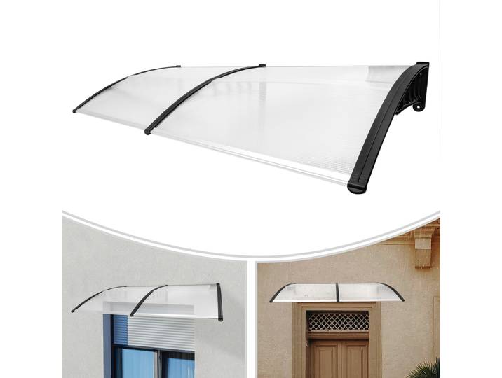 Auvent de porte en Arc, abri d'auvent, porche avant et arrière, ombre extérieure, toit de Patio, couverture de pluie, clair et noir, 90x200cm