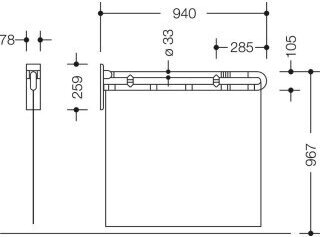 HEWI 801.52.10039 55 Duschspritzschutz Ser 801