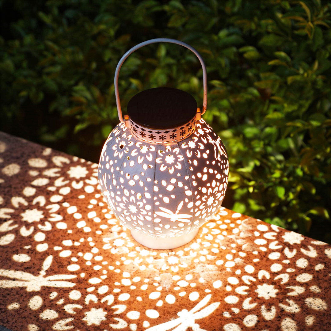 August Grove Claudius 15cm Solar Powered Integrated LED Outdoor Lantern White 15cm H X 15cm W X 15cm D