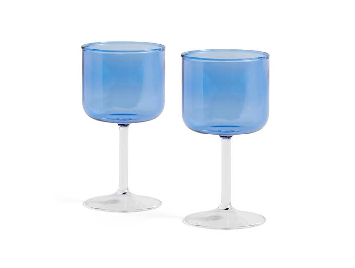 HAY - Tint Weinglas, blau / klar (2er-Set)