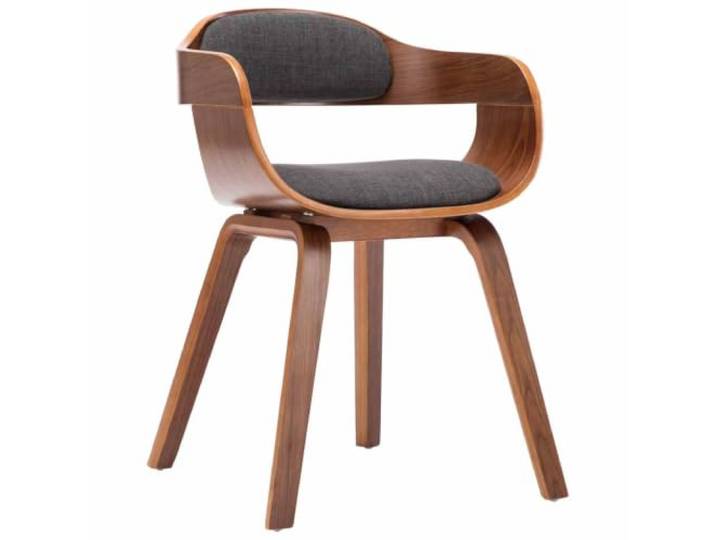LMTYOENFG Esszimmerstuhl Dunkelgrau Bugholz mit Armlehne Ergonomischer Sitzkomfort mit Schaumstoffpolsterung und stabilem Holzgestell für Esszimmer und Küche.