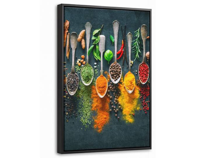 LEINWAND Bilder mit Rahmen - Kräuter - Gewürze - Löffel - 40x60
