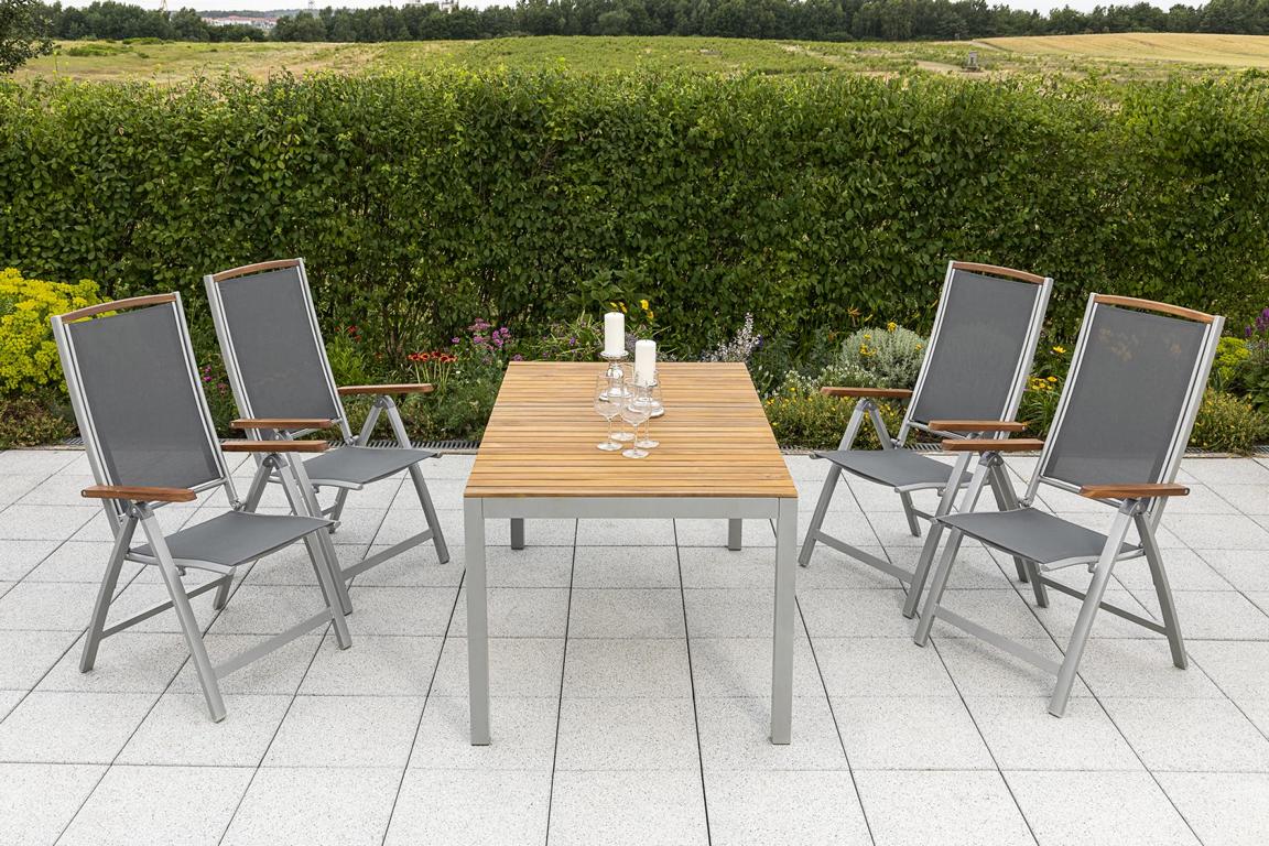 MERXXHANDELS Siena Set 5tlg 4 Sessel Tisch 150x90cm 16909303