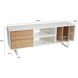 Wohnling, TV Möbel, Weiss (150 x 40 x 55 cm)