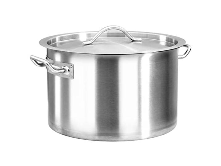vidaXL Suppentopf mit 2 Griffen Kochtopf Universaltopf Induktion Topf Spaghettitopf Induktionstopf Gastro 32L 40x26cm Edelstahl Silbern