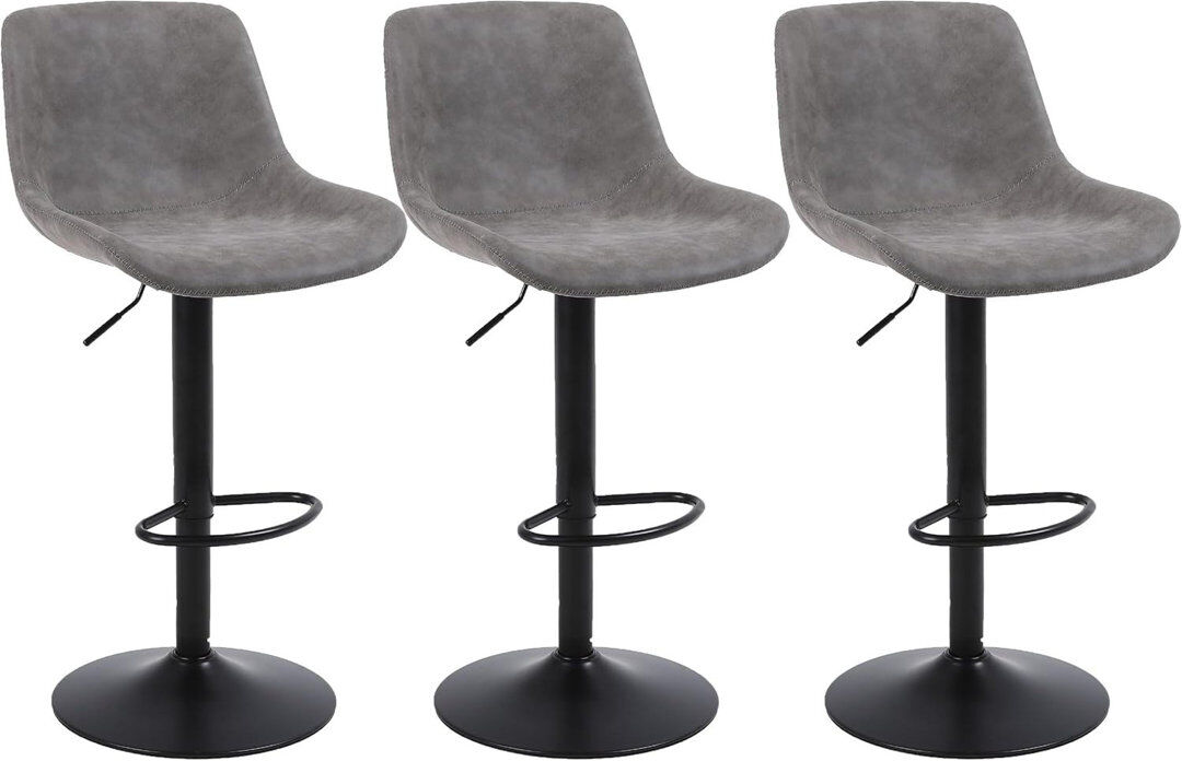 Canora Grey Swivel Yes Upholstered Bar Stool with Iron Frame Grey 47cm W X 50cm D