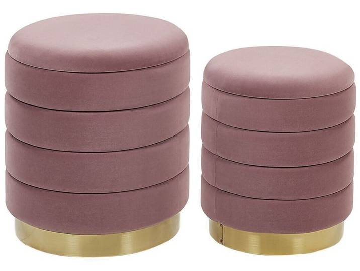 Lot de 2 poufs en tissu rose 4033x4438cm