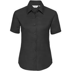 Russell Collection Klassische Oxford Bluse  Kurzarm, black, XS