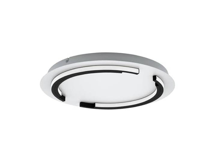 Eglo Luminaire plafonnier Zampote\, panneau LED dimmable\, lampe de plafond arrondie en acier\, aluminium et plastique blanc et noir\, applique murale pour cuisine et couloir\, blanc chaud\, Ø 42 cm
