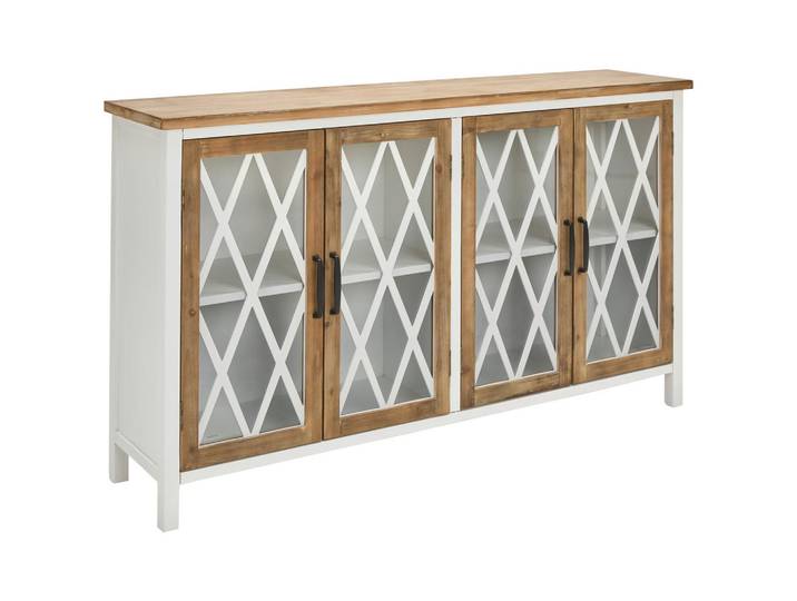 Livetastic Sideboard, Klar, Natur, Weiß, Holz, Glas, Tanne, massiv, 1 Fächer, 148x85x35 cm, Holzmöbel, Kleinmöbel Holz, Holzkommoden, Sideboards Holz