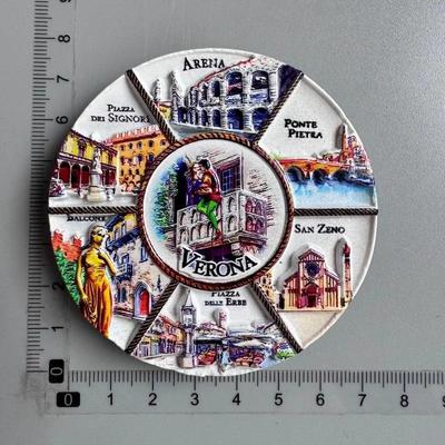 Verona Italy Ancient City Magnet | 3D Relief Tourism Souvenir | Mediterranean Sanctuary Architecture Fridge Decor blue
