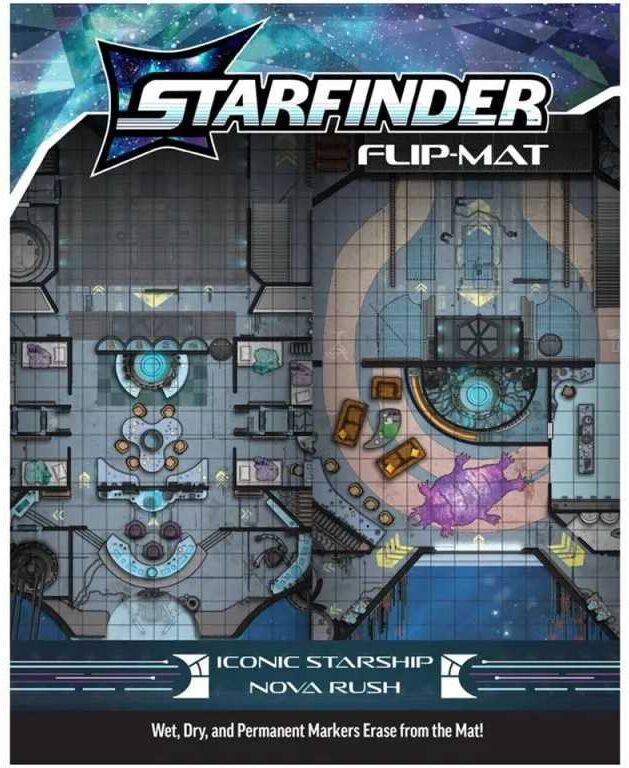 Starfinder Flip-Mat: Iconic Starship for Science-Fiction Roleplaying Encounters, Double-Sided, 24 x 30 in, Paizo Publishing