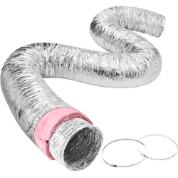 VEVOR Aluflexschlauch 7620mm lang Lüftungsschlauch Φ130mm Alu Flexrohr Luftkanal R-6 Thermischer Widerstandswert 25mm Rohrstärke Alurohr Schlauch Owens Corning-Isolierwatte Luftleitungen