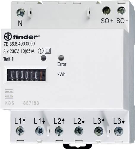 Finder 7E.36.8.400.0010 7E.36.8.400.0010 Drehstromzähler mechanisch 65A MID-konform: Ja 1St.