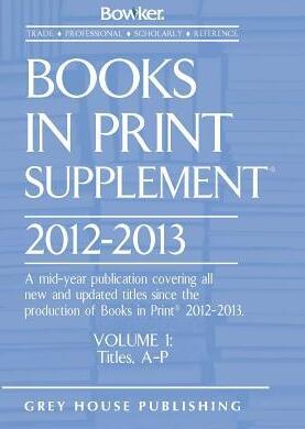Books in Print Supplement, 2012/13