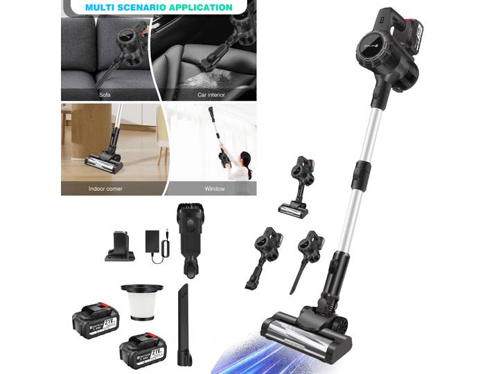 Aspirateur à manche vertical sans fil DayPlus, aspirateur à main sans fil 3 en 1 130000 RPM sans balais pour tapis, sol dur