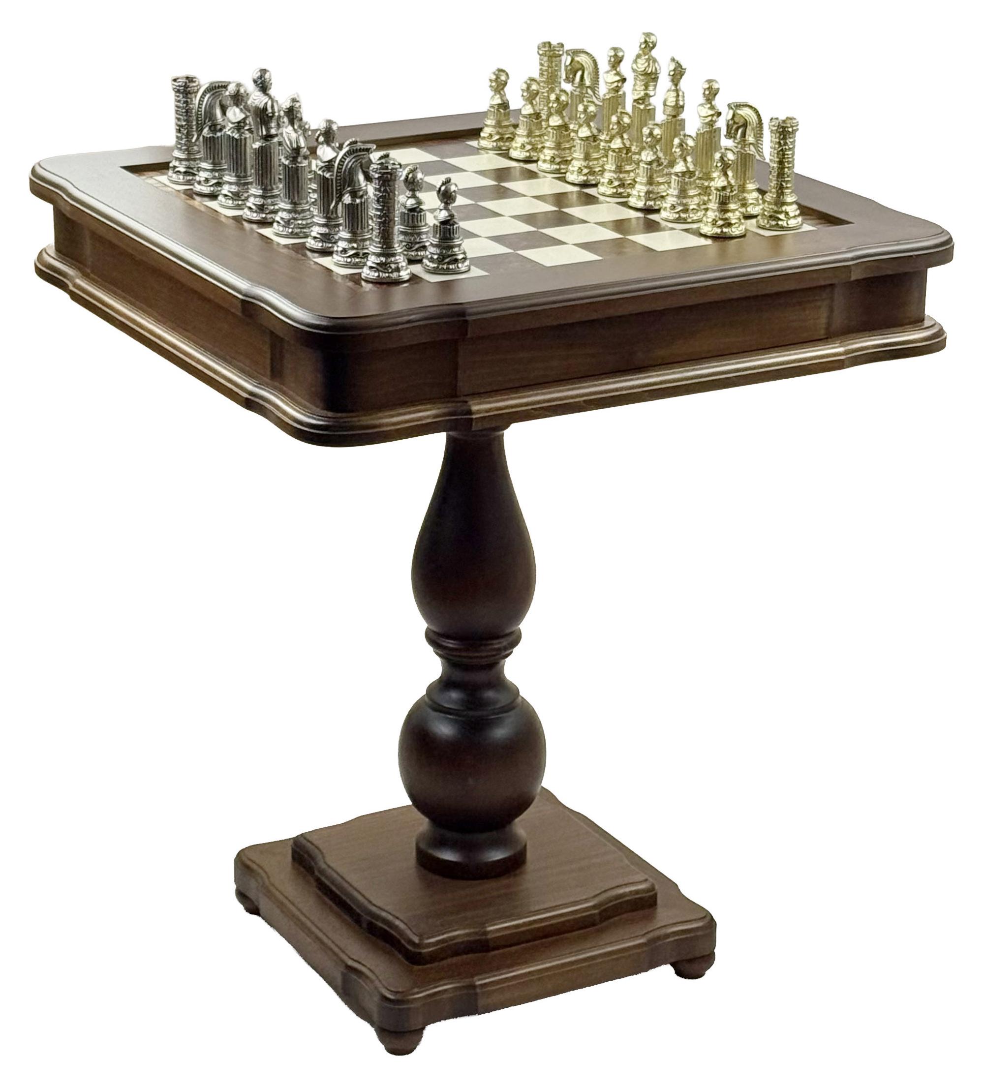 Exklusiver Italfama Spieltisch Set - Römische Busto Metallfiguren 12cm, Backgammon & Dame 58x58 cm