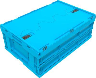 EURO-Maß Faltbox 6422 NG DL, mit Deckel, für Lager- und Mehrwegtransport, 41,4 Liter, blau
