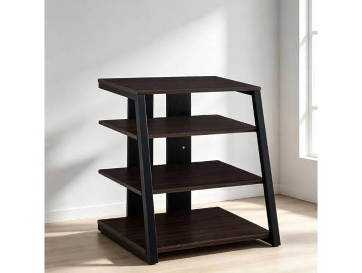 YHTCSXMD HiFi Rack, HiFi Rack Holz mit Offener Struktur 25×25 mm Metallrahmen, Holzablagen, offene Bauweise, 60/80 cm Höhe für Audiogeräte im Wohnzimmer und Studio