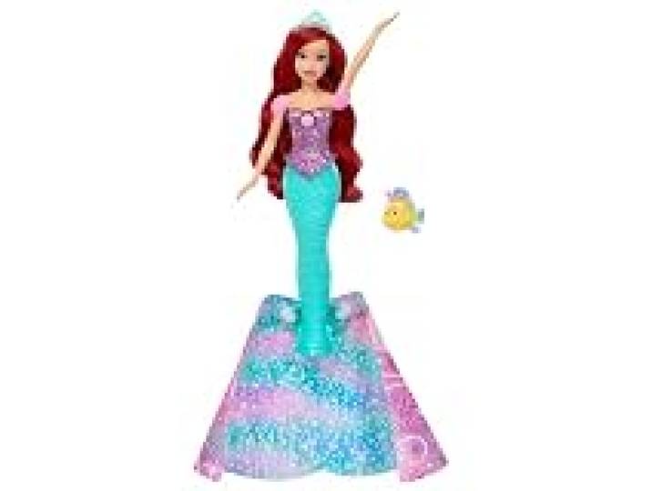 Mattel Disney Princess Ariel Poupée Transformable Sirène Poupée articulée avec tiare et cheveux longs, figurine Flounder avec tiare, inspirée du film Disney, JLK19